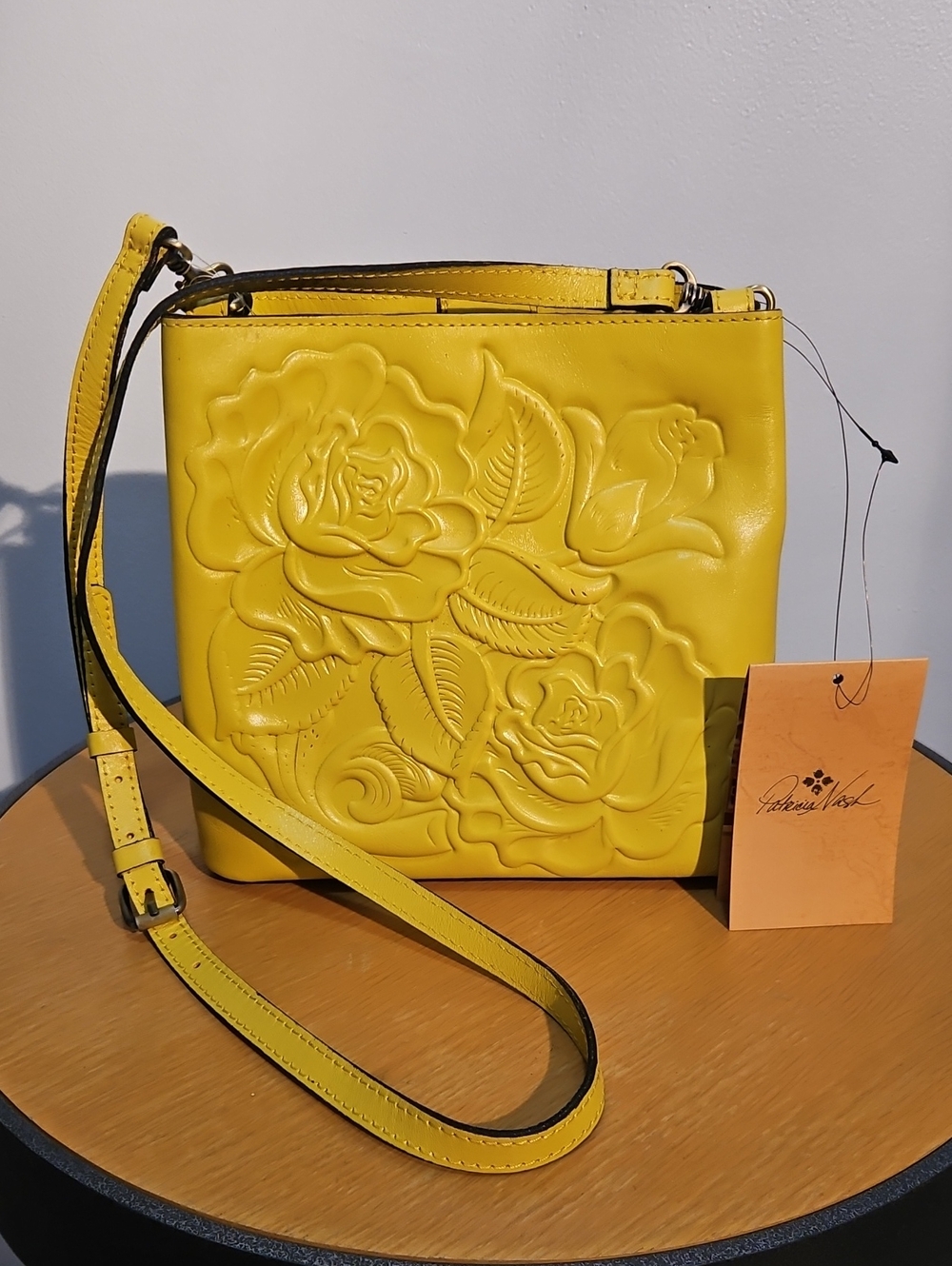 Patricia Nash Yellow Embossed Floral Crossbody Bag